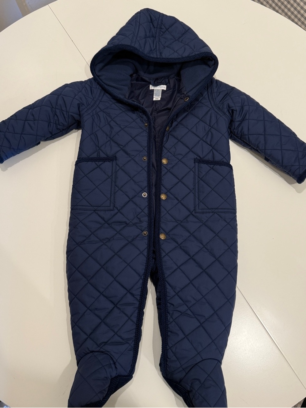 Polo by Ralph Lauren Navy Quilted Hooded Baby One-Piece